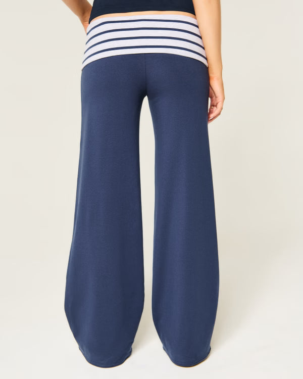 Hollister - Hollister Callie Reversible Knit Foldover Waist Wide-Leg Pants