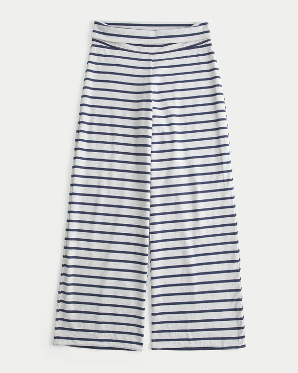 Hollister - Hollister Callie Reversible Knit Foldover Waist Wide-Leg Pants