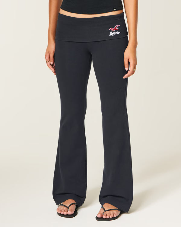 Hollister - Knit Foldover Waist Logo Flare Pants