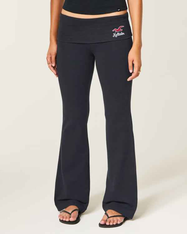 Hollister - Knit Foldover Waist Logo Flare Pants