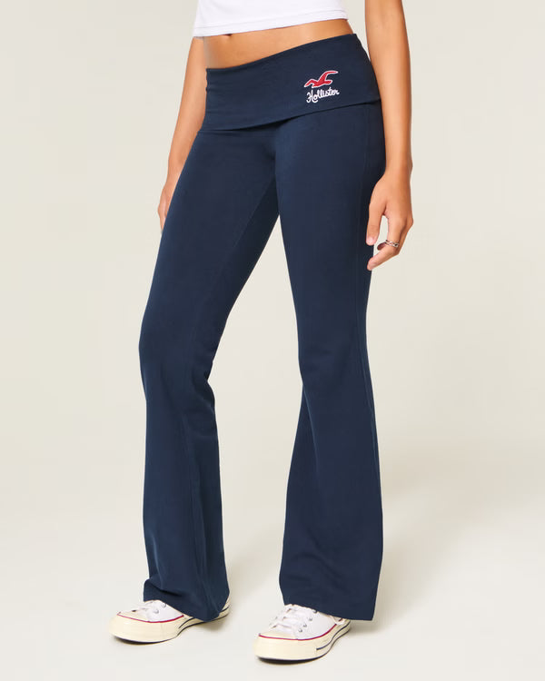 Hollister - Knit Foldover Waist Logo Flare Pants