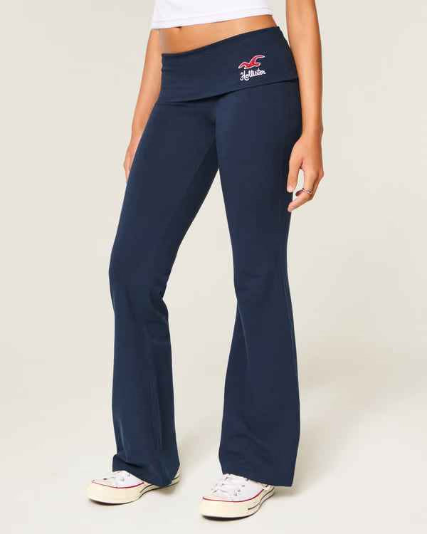Hollister - Knit Foldover Waist Logo Flare Pants