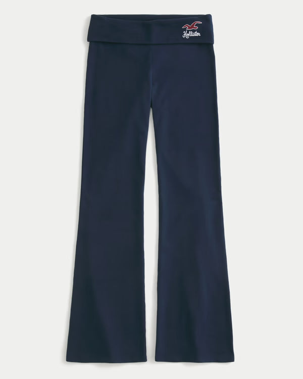 Hollister - Knit Foldover Waist Logo Flare Pants