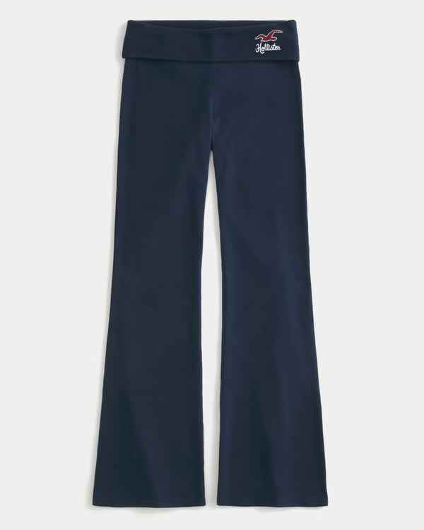 Hollister - Knit Foldover Waist Logo Flare Pants