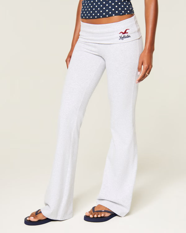 Hollister - Knit Foldover Waist Logo Flare Pants