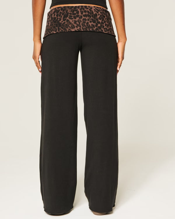 Hollister - Hollister Callie Reversible Knit Foldover Waist Wide-Leg Pants