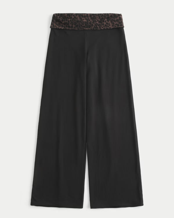 Hollister - Hollister Callie Reversible Knit Foldover Waist Wide-Leg Pants
