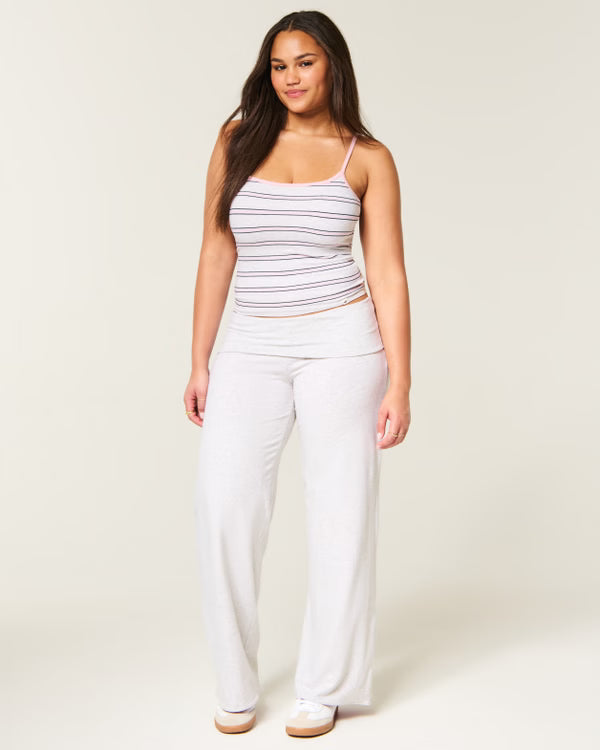 Hollister - Hollister Callie Reversible Knit Foldover Waist Wide-Leg Pants