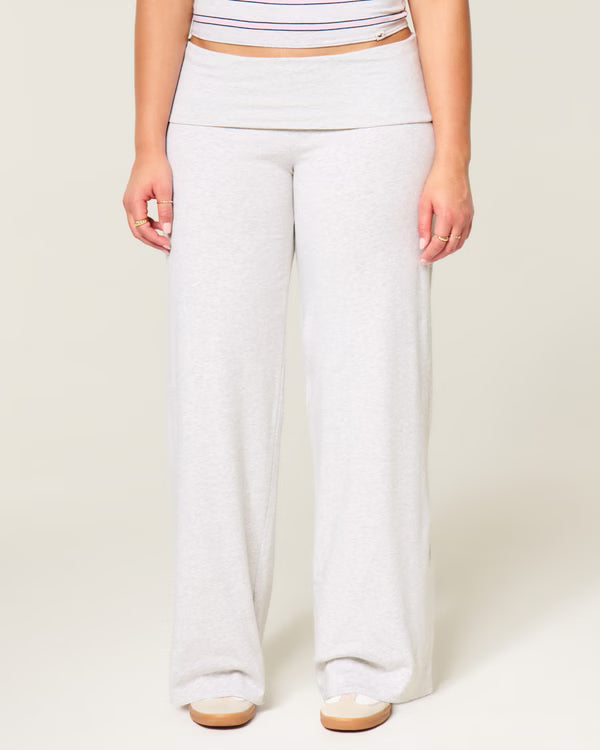 Hollister - Hollister Callie Reversible Knit Foldover Waist Wide-Leg Pants