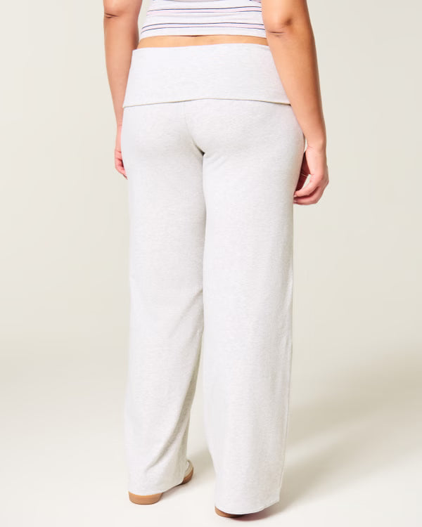 Hollister - Hollister Callie Reversible Knit Foldover Waist Wide-Leg Pants