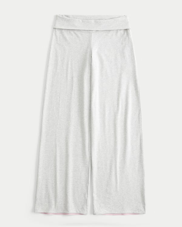 Hollister - Hollister Callie Reversible Knit Foldover Waist Wide-Leg Pants