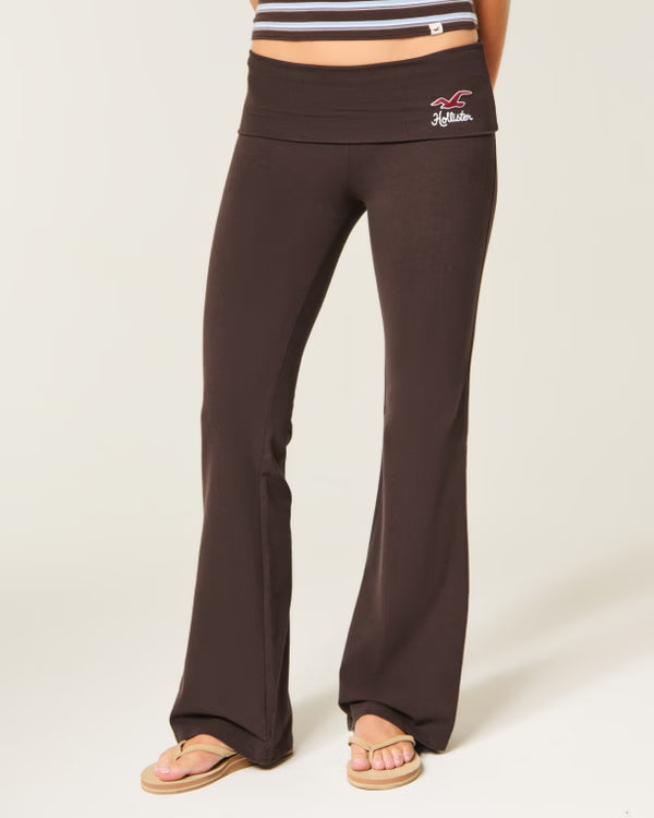 Hollister - Knit Foldover Waist Logo Flare Pants