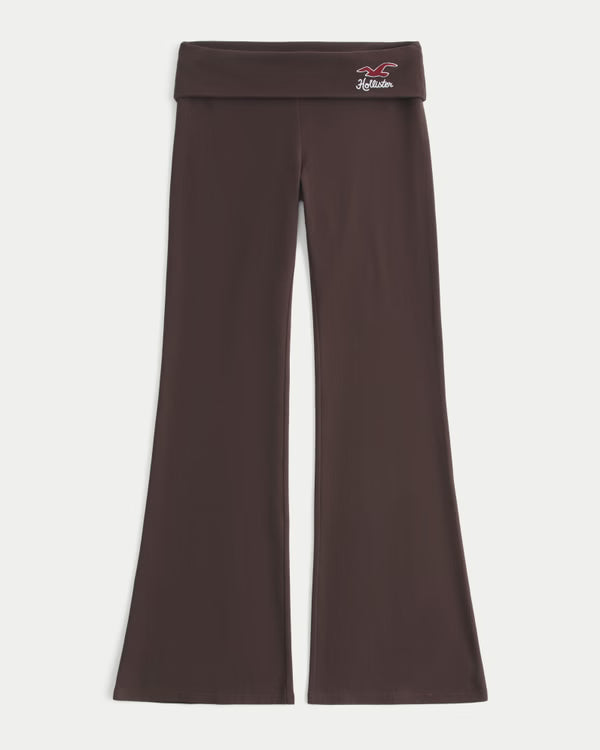 Hollister - Knit Foldover Waist Logo Flare Pants
