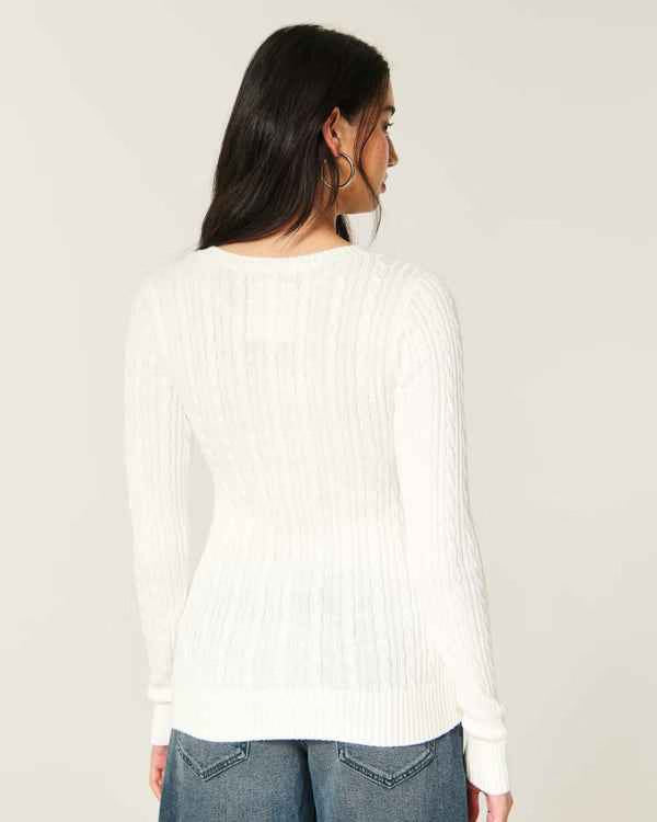 Hollister - Ivy Cable-Knit V-Neck Sweater