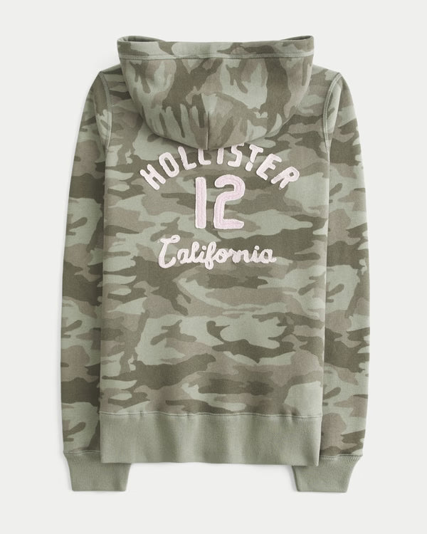 Hollister - Feel Good Slim Zip-Up Logo Graphic Hoodie