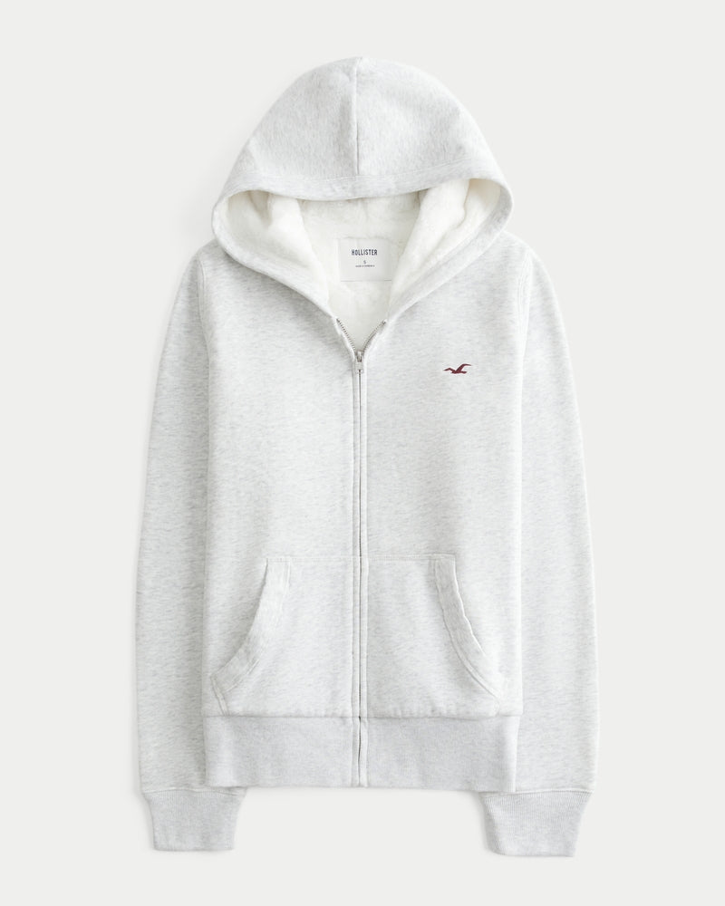 Hollister - Faux Fur-Lined Zip-Up Hoodie