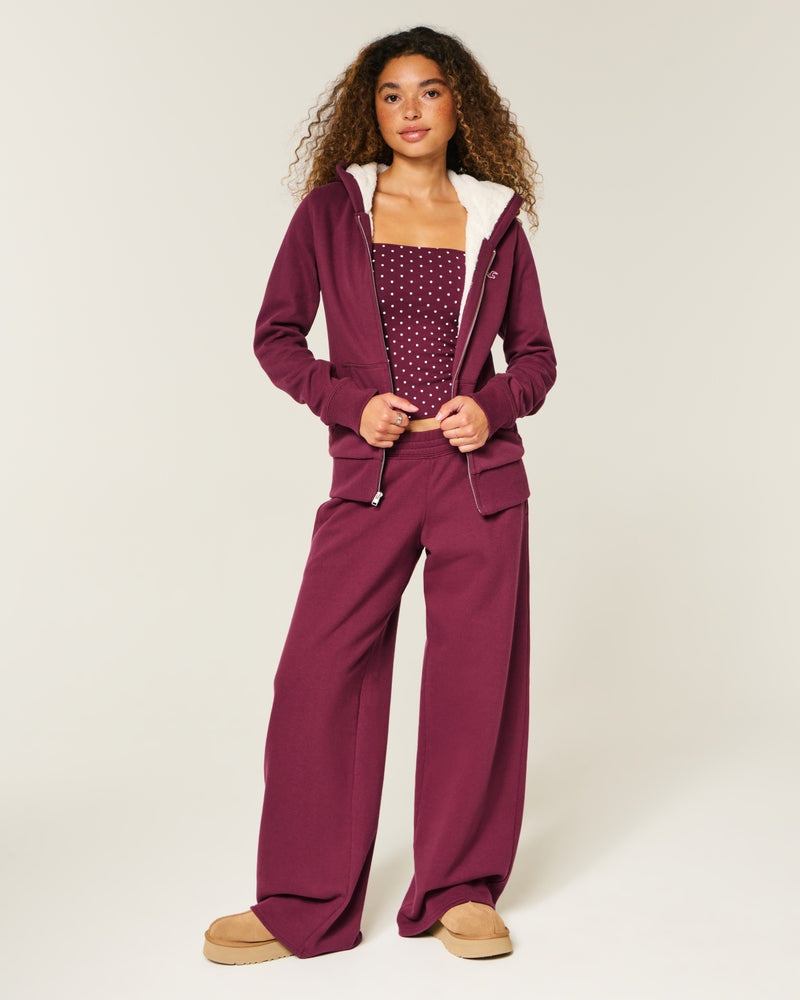 Hollister - Faux Fur-Lined Zip-Up Hoodie