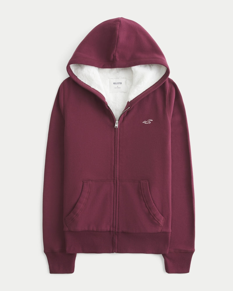 Hollister - Faux Fur-Lined Zip-Up Hoodie