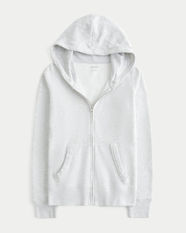 Hollister - Faux Fur Trim Logo Graphic Zip-Up Hoodie