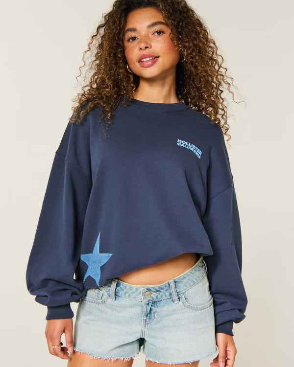 Hollister - Feel Good Oversized Logo Graphic Crew Sweatshirt