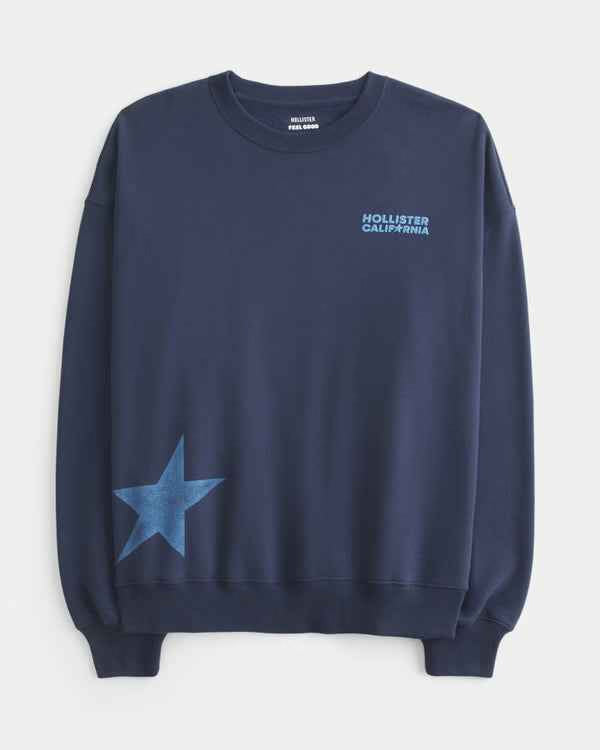 Hollister - Feel Good Oversized Logo Graphic Crew Sweatshirt