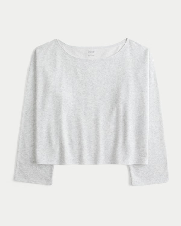 Hollister - Easy Off-the-Shoulder Leopard Print Terry Sweatshirt