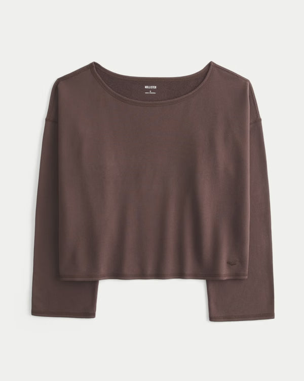 Hollister - Easy Off-the-Shoulder Leopard Print Terry Sweatshirt