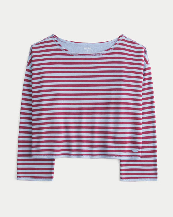 Hollister - Easy Off-the-Shoulder Leopard Print Terry Sweatshirt