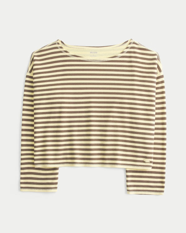 Hollister - Easy Off-the-Shoulder Leopard Print Terry Sweatshirt