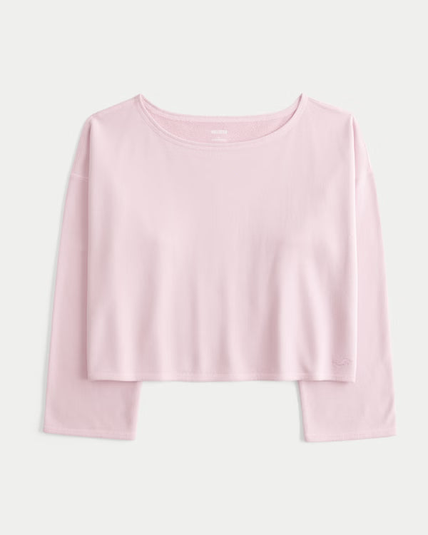Hollister - Easy Off-the-Shoulder Leopard Print Terry Sweatshirt