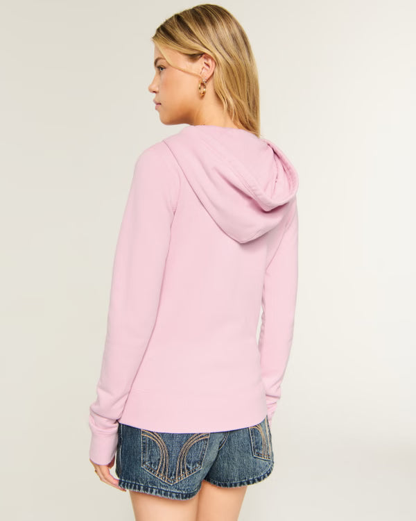 Hollister - Feel Good Slim Zip-Up Logo Graphic Hoodie