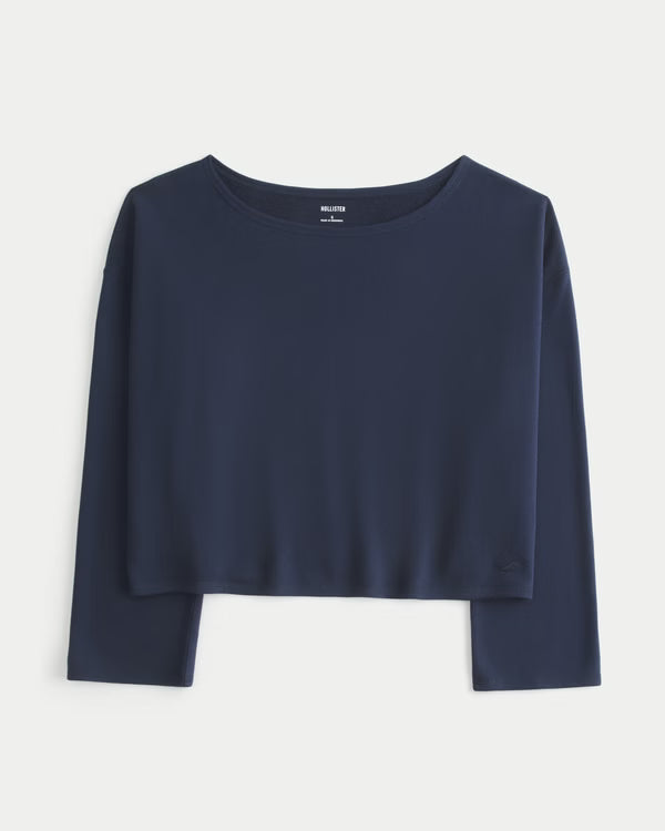 Hollister - Easy Off-the-Shoulder Leopard Print Terry Sweatshirt