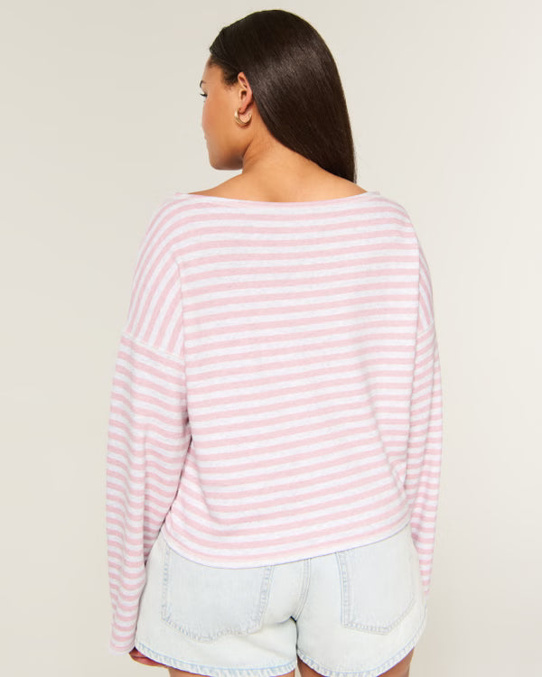 Hollister - Easy Off-the-Shoulder Leopard Print Terry Sweatshirt