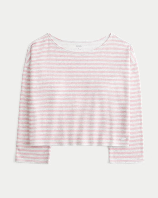Hollister - Easy Off-the-Shoulder Leopard Print Terry Sweatshirt