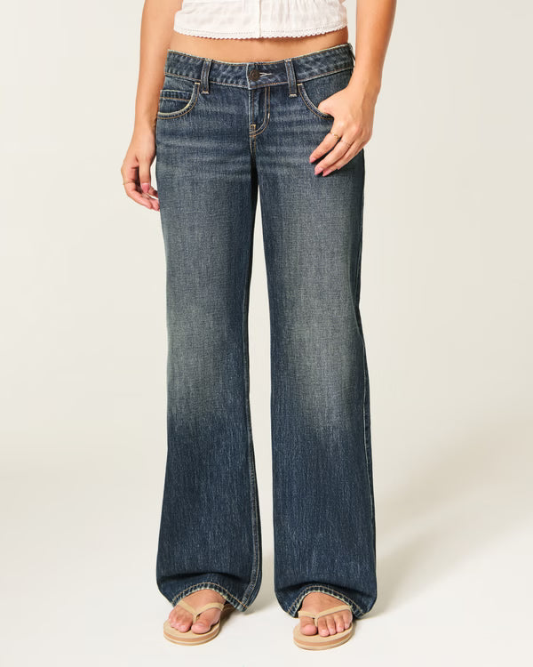 Hollister - Ultra Low-Rise Ripped Foldover Waist Baggy Jeans