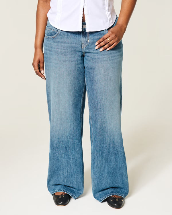 Hollister - Ultra Low-Rise Ripped Foldover Waist Baggy Jeans
