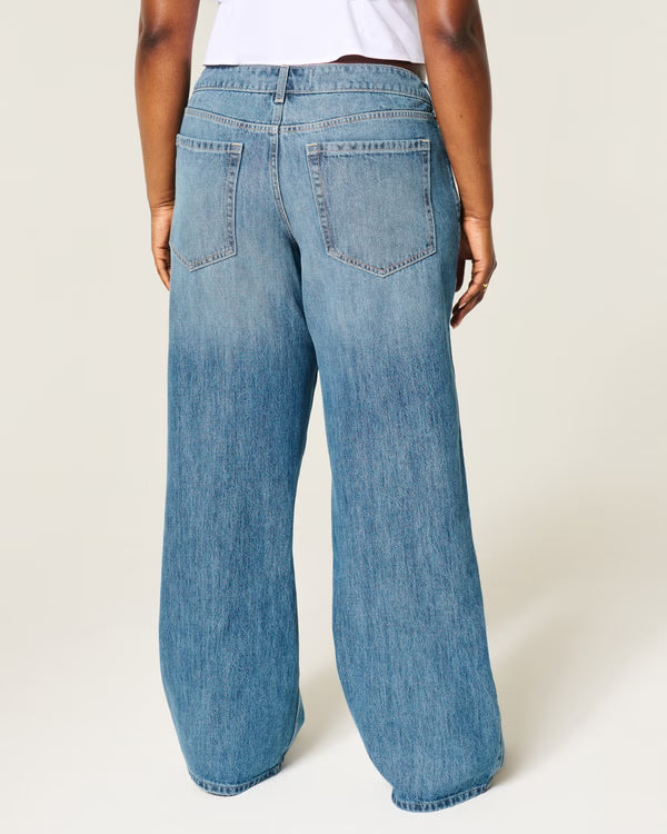 Hollister - Ultra Low-Rise Ripped Foldover Waist Baggy Jeans