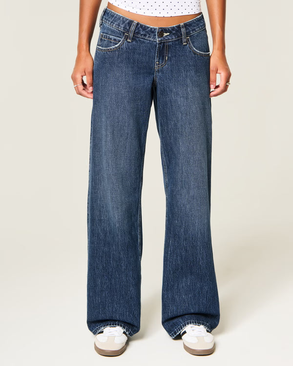 Hollister - Ultra Low-Rise Ripped Foldover Waist Baggy Jeans