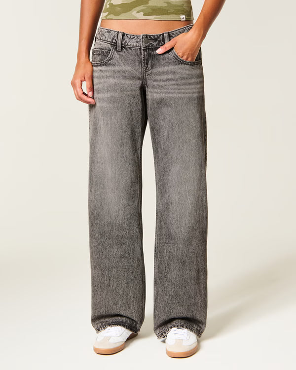 Hollister - Ultra Low-Rise Ripped Foldover Waist Baggy Jeans
