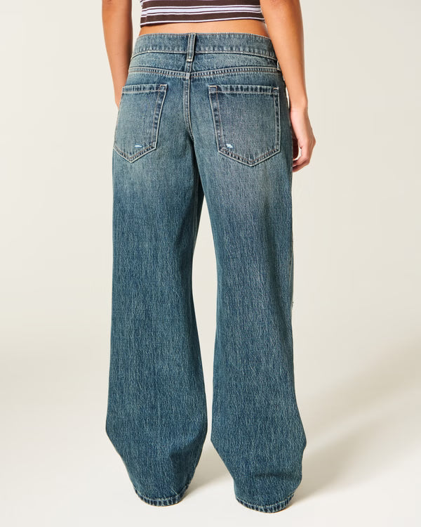 Hollister - Ultra Low-Rise Ripped Foldover Waist Baggy Jeans