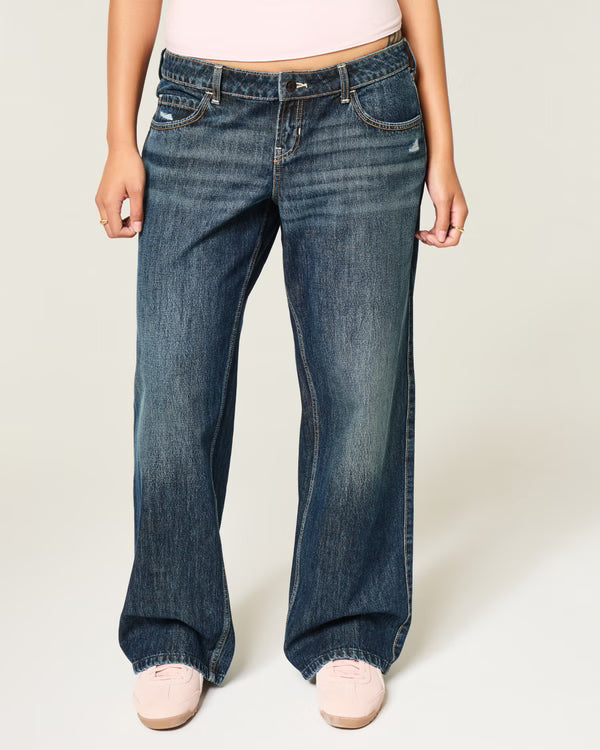 Hollister - Ultra Low-Rise Ripped Foldover Waist Baggy Jeans