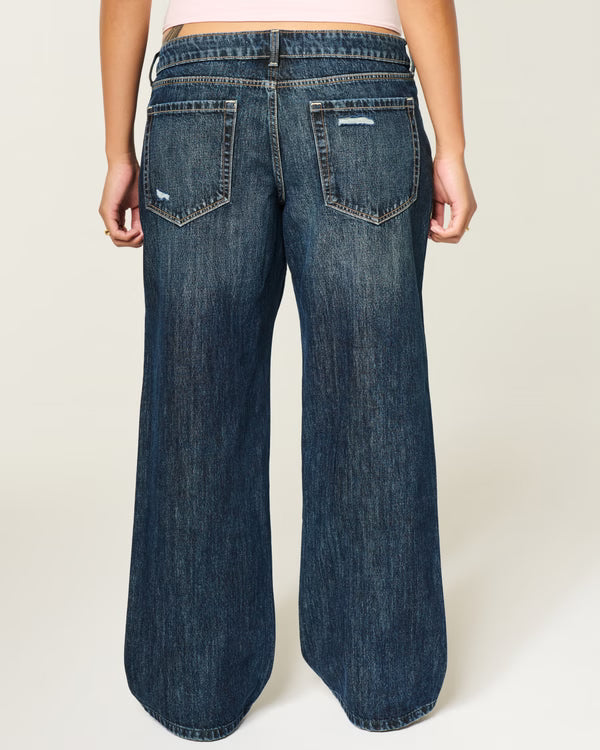 Hollister - Ultra Low-Rise Ripped Foldover Waist Baggy Jeans