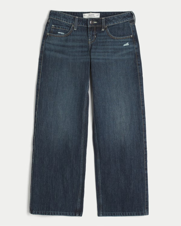 Hollister - Ultra Low-Rise Ripped Foldover Waist Baggy Jeans