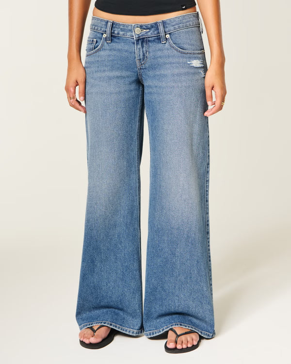 Hollister - Ultra Low-Rise Distressed Wide-Leg Jeans