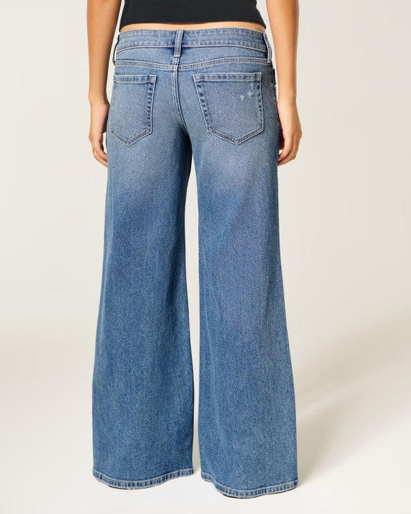 Hollister - Ultra Low-Rise Distressed Wide-Leg Jeans