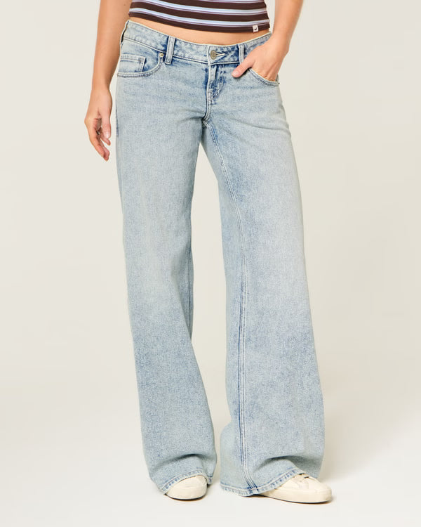Hollister - Ultra Low-Rise Distressed Wide-Leg Jeans