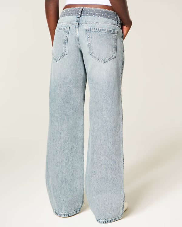 Hollister - Ultra Low-Rise Ripped Foldover Waist Baggy Jeans