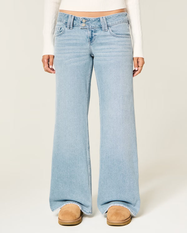 Hollister - Ultra Low-Rise Distressed Wide-Leg Jeans