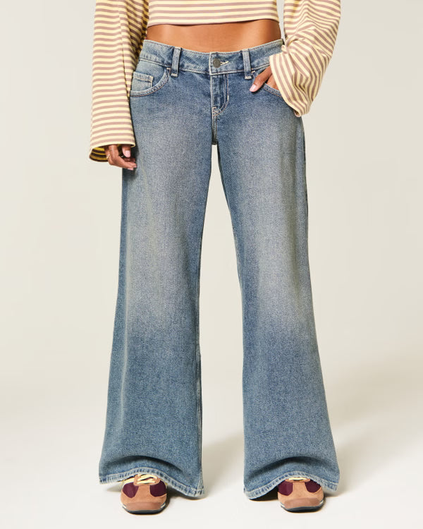 Hollister - Ultra Low-Rise Distressed Wide-Leg Jeans