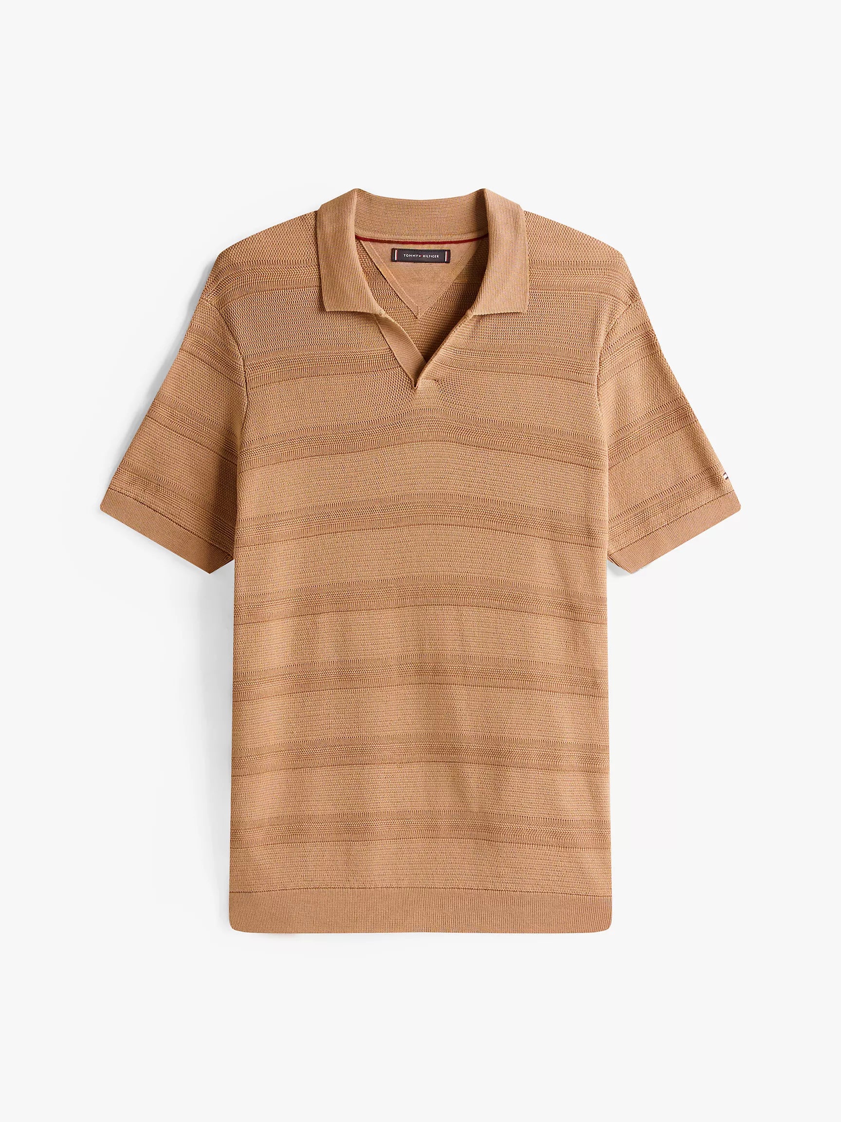 Open-Neck Stripe Knit Sweater Polo